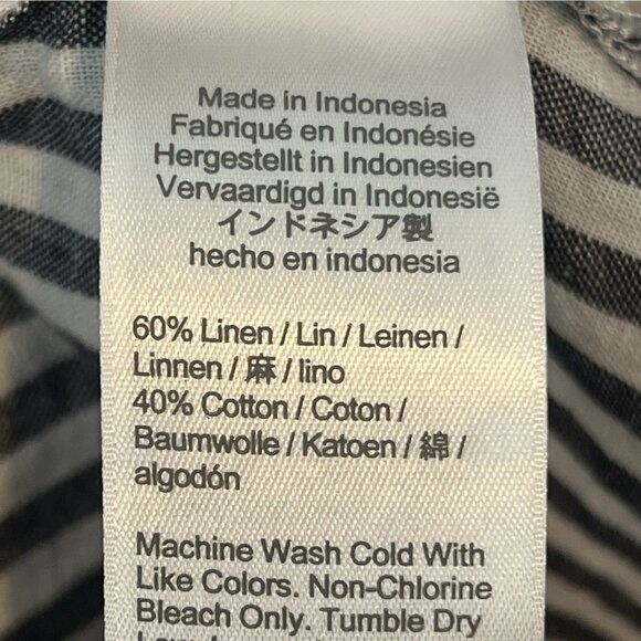 J. Crew Shirtdress Size XL Gray White Stripe Button Up Linen Blend Coastal - Picture 6 of 9